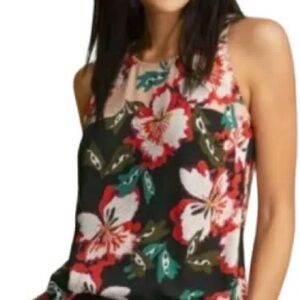 CAbi Red and Green Floral Tank Top